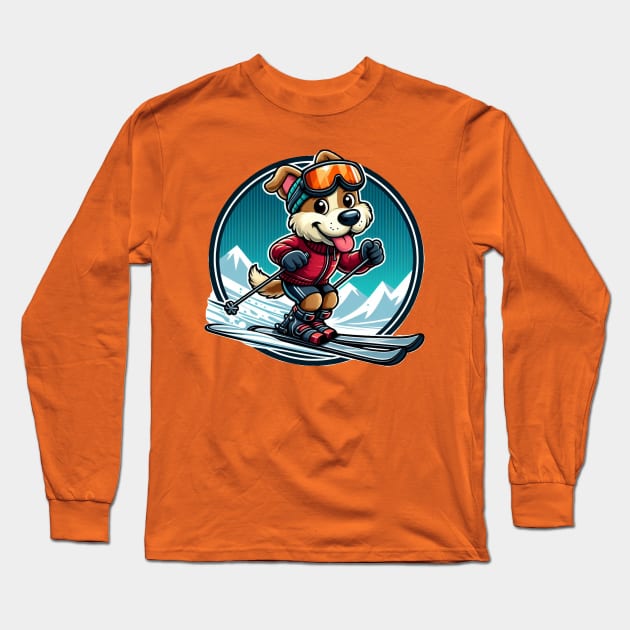 Skiing puppy dog Long Sleeve T-Shirt by The Artful Barker